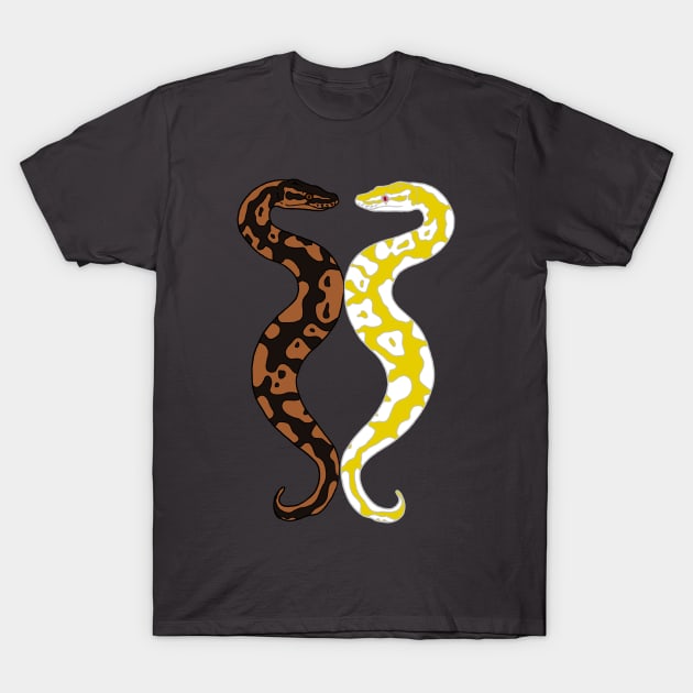 Twin Ball Pythons T-Shirt by Tinker and Bone Studio